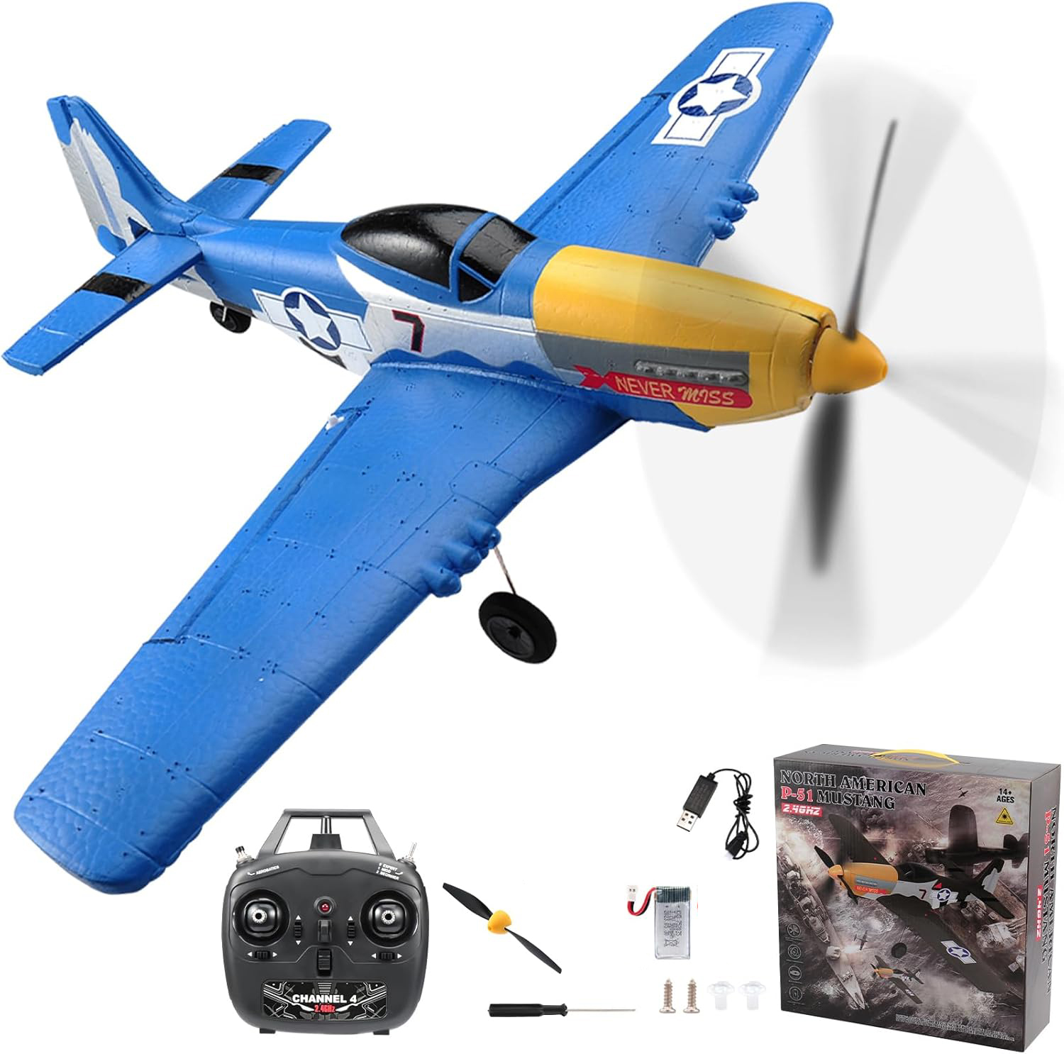 Model Kit Spitfire - P51 Mustang RC avión 2,4G 4CH